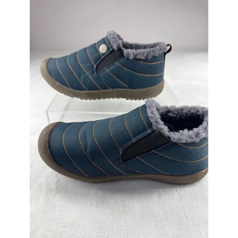Fujeak Waterproof Snow Shoes‎ Women's 5.5  36 Blue Fur Lined Slip-On Winter